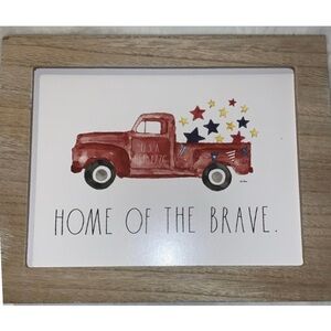 🪻 RAE DUNN Home of the Brave Sign Table Decor NEW